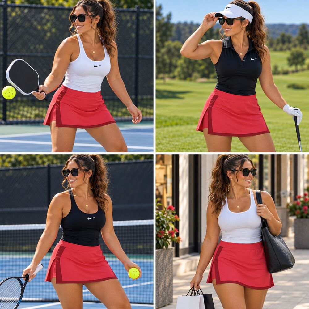 Nike Dri-FIT Athletic Skort Womenโs Small Red Coral Built-In Shorts